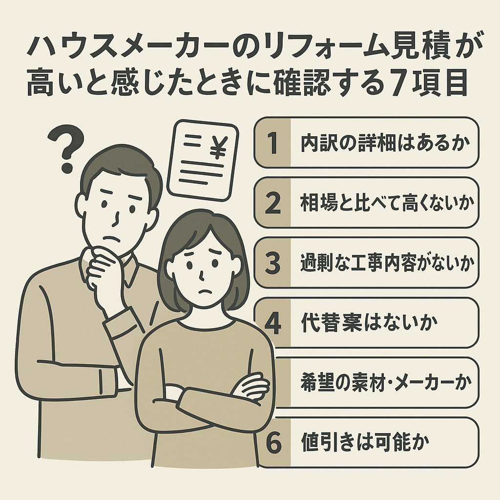 ハウスメーカーのリフォーム見積が高いと感じたときに確認する7項目のイメージ画像